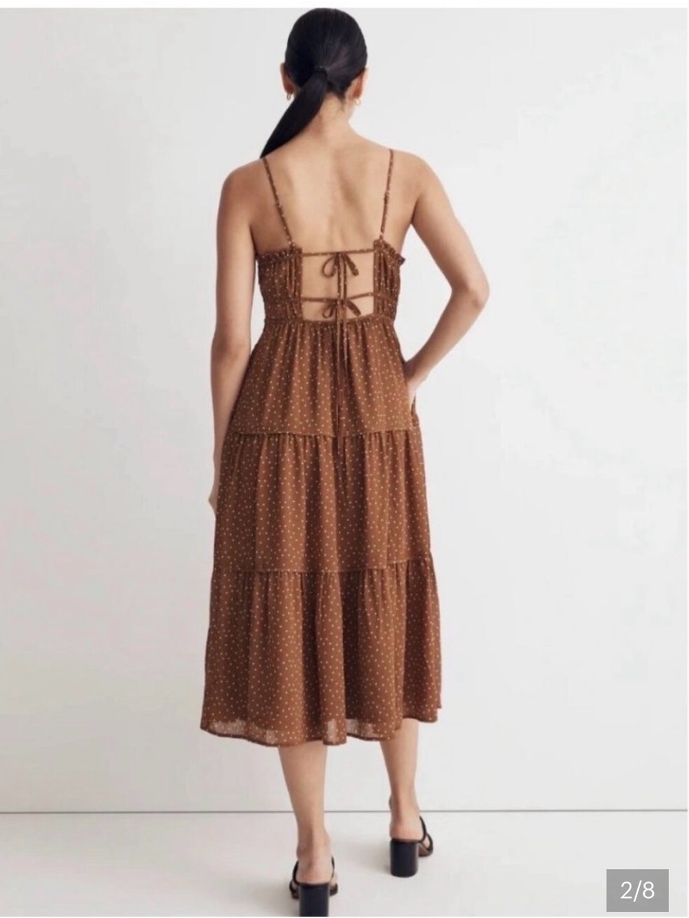 Madewell Brown Polka Dot Ruffled Strap Dress - Picture 4 of 4